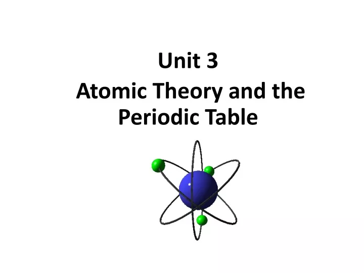 unit 3 atomic theory and the periodic table