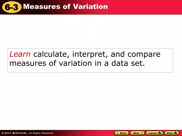 learn calculate interpret and compare measures