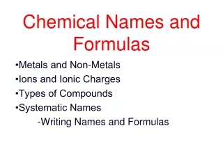 Chemical Names and Formulas