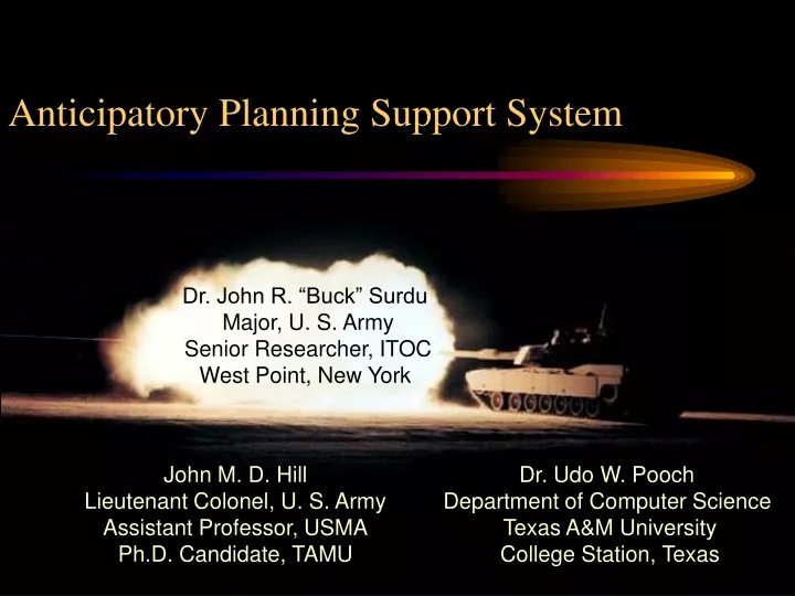 anticipatory planning support system