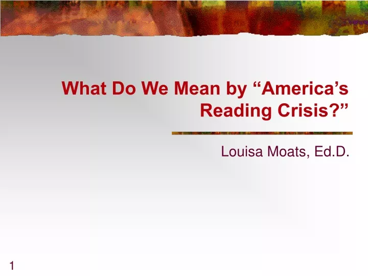 what do we mean by america s reading crisis