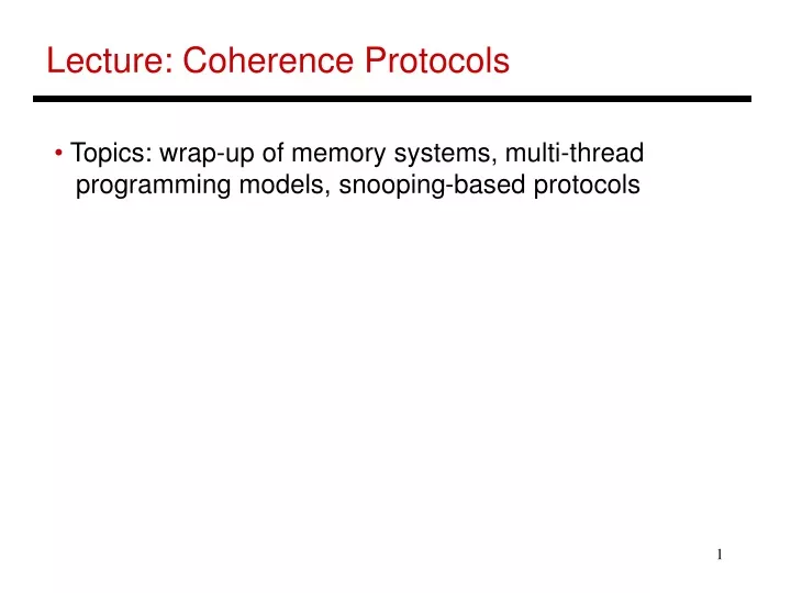 lecture coherence protocols