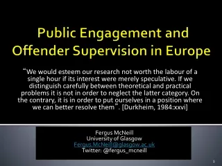 Public Engagement and  Offender Supervision in Europe