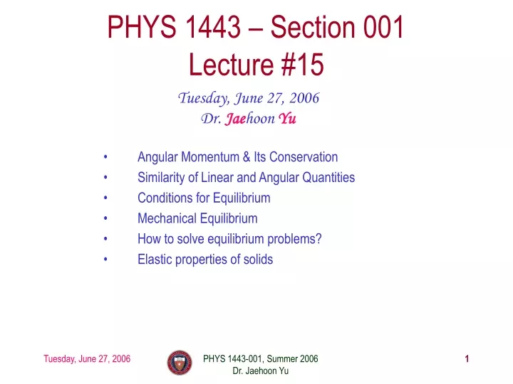 phys 1443 section 001 lecture 15