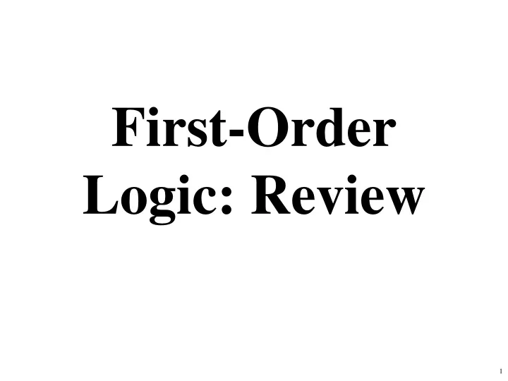 first order logic review