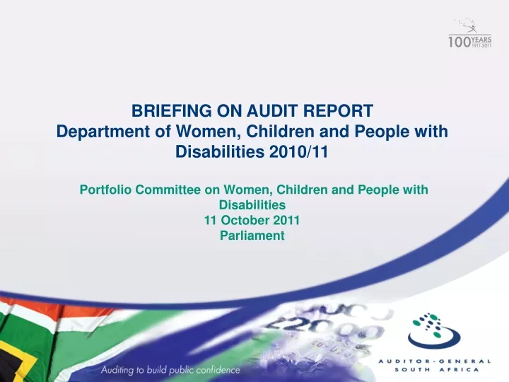 briefing on audit report department of women