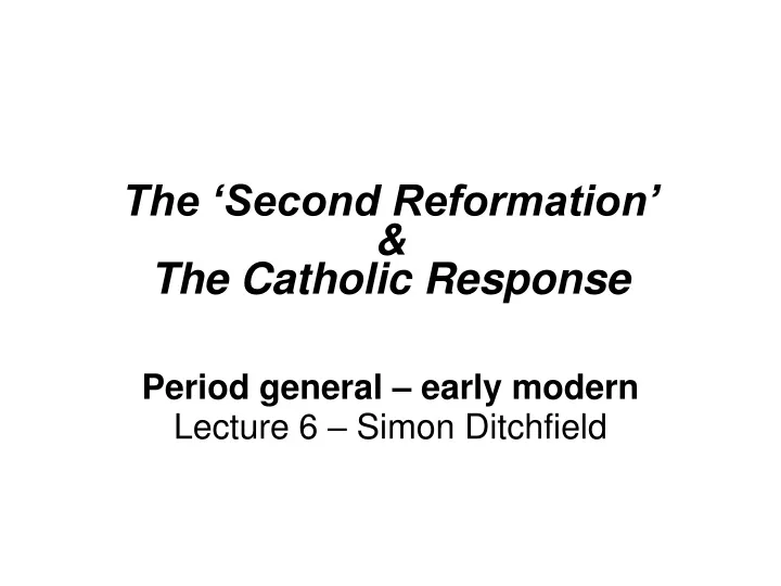 the second reformation the catholic response