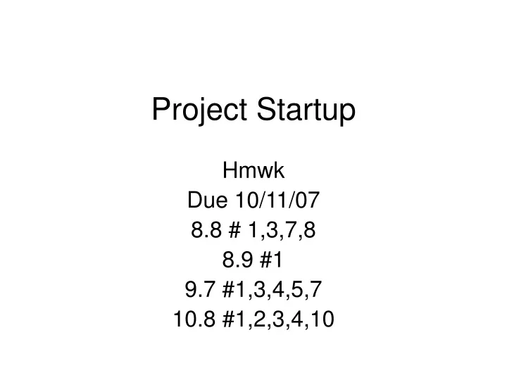 project startup