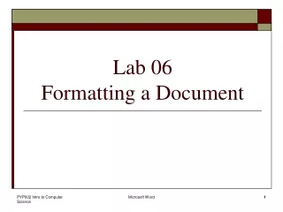 Lab 06 Formatting a Document