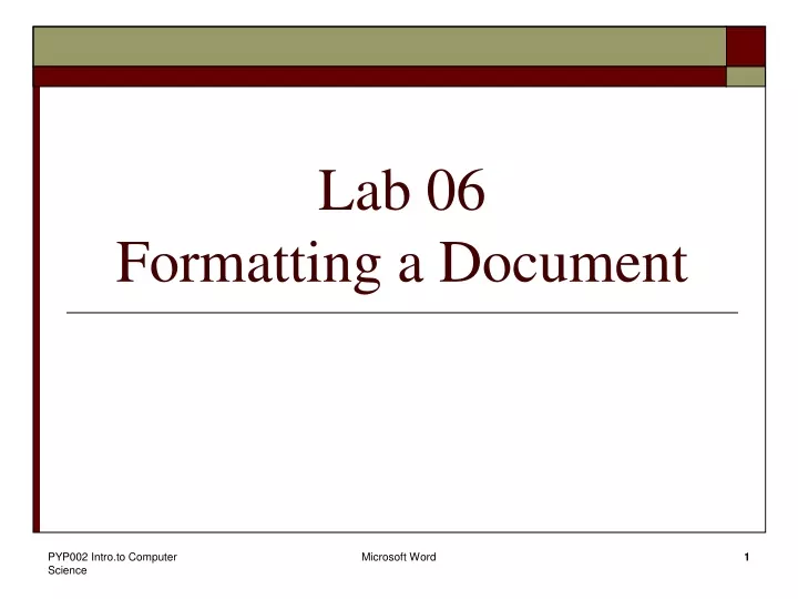 lab 06 formatting a document