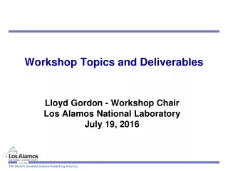 Workshop Topics and Deliverables