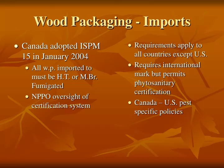 wood packaging imports
