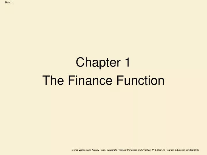chapter 1 the finance function