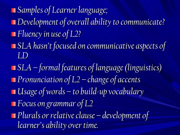 samples of learner language development