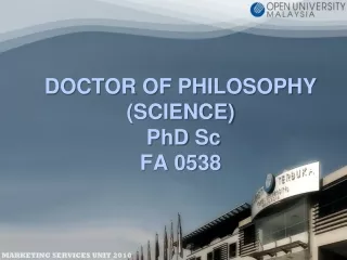 DOCTOR OF PHILOSOPHY (SCIENCE)  PhD  Sc FA 0538