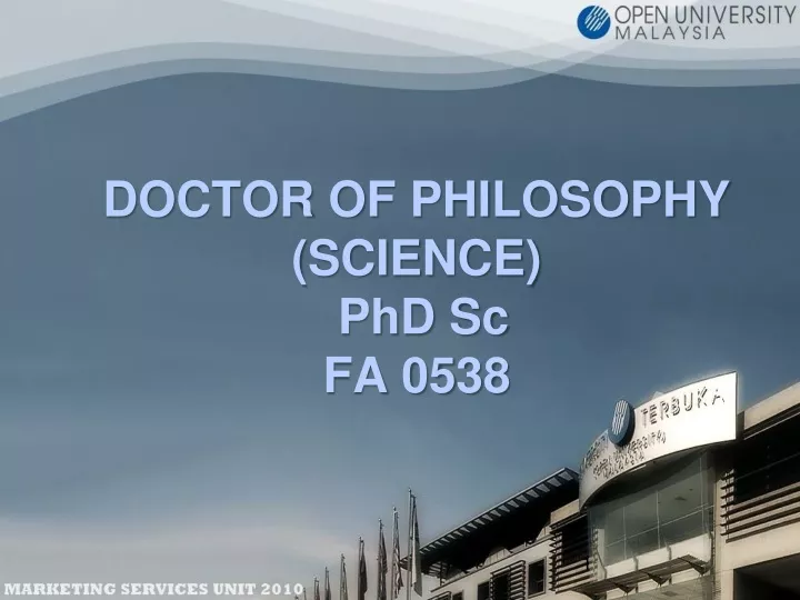 doctor of philosophy science phd sc fa 0538