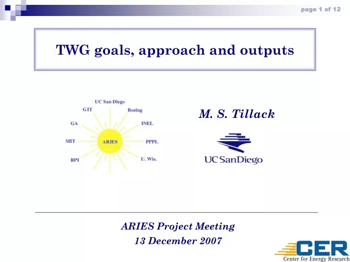 twg goals approach and outputs