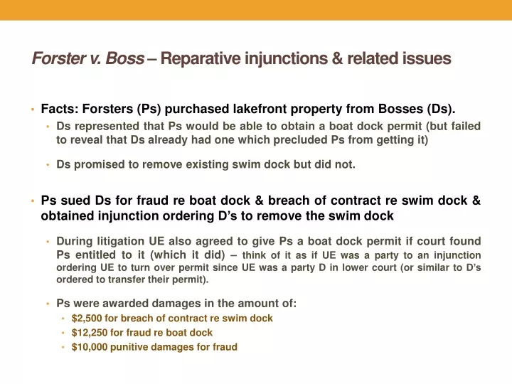 forster v boss reparative injunctions r elated issues