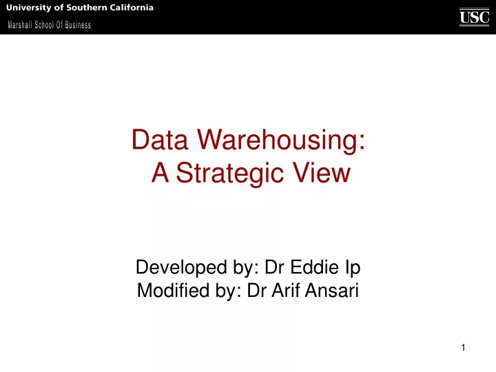 data warehousing a strategic view