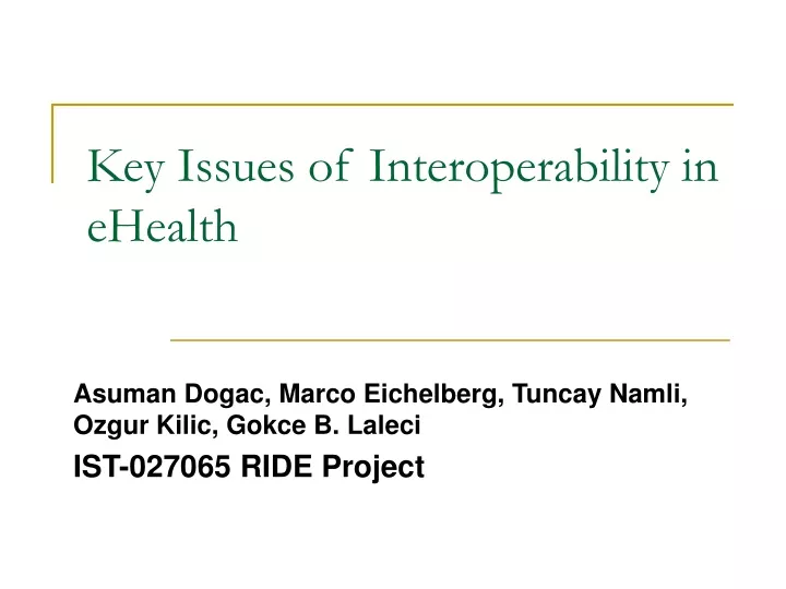 key issues of interoperability in ehealth