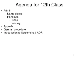 Agenda for 12th Class