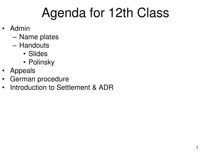 agenda for 12th class