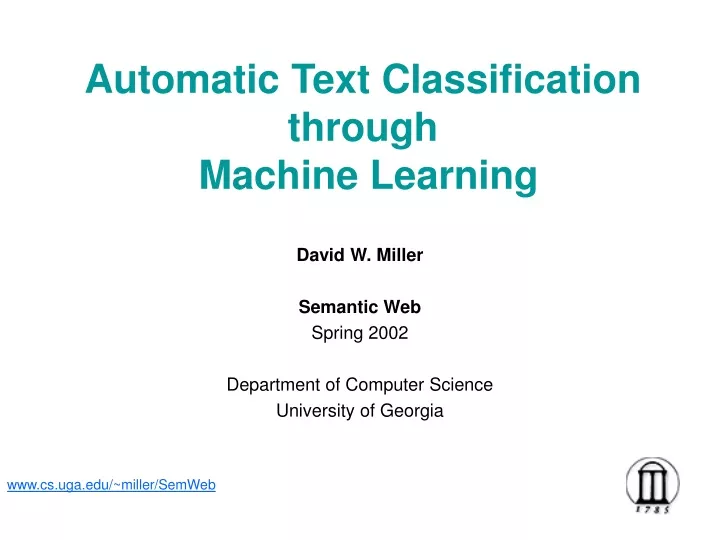 automatic text classification through machine learning