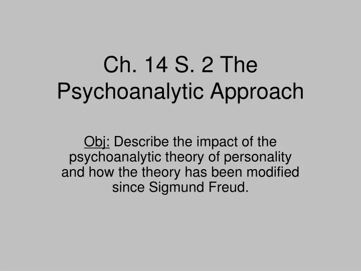 ch 14 s 2 the psychoanalytic approach