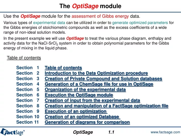 the optisage module