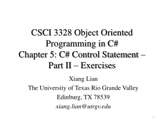 Xiang Lian The University of Texas Rio Grande Valley Edinburg, TX 78539 xiang.lian@utrgv
