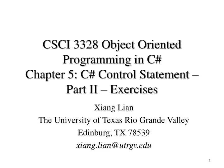csci 3328 object oriented programming in c chapter 5 c control statement part ii exercises
