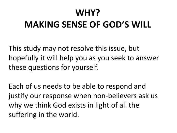 why making sense of god s will