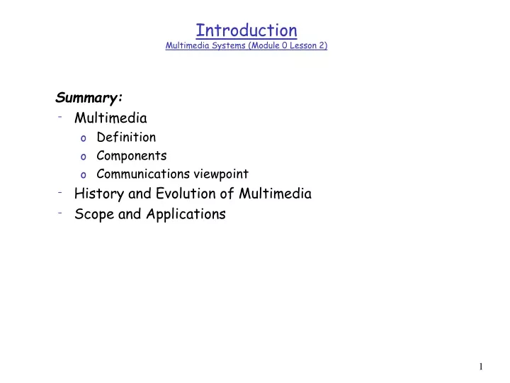 introduction multimedia systems module 0 lesson 2