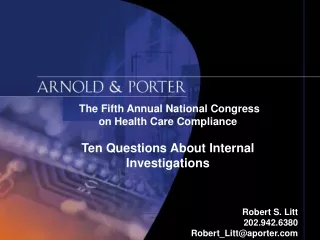 The Fifth Annual National Congress on Health Care Compliance