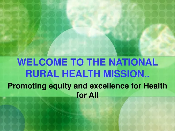 welcome to the national rural health mission