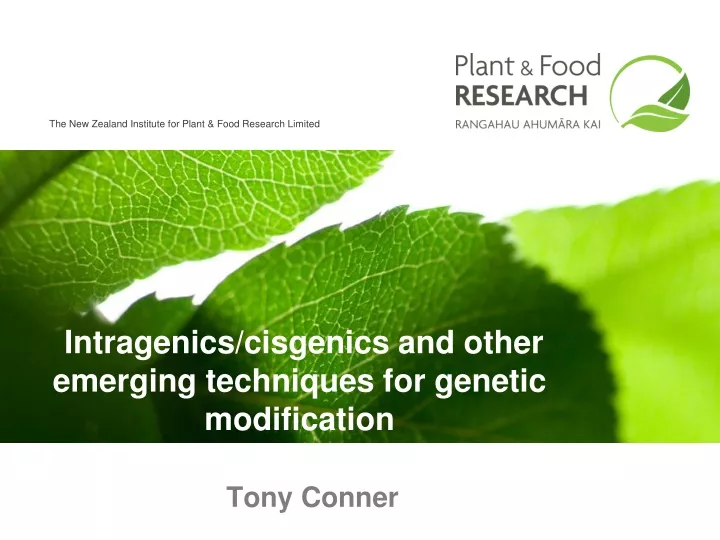 intragenics cisgenics and other emerging techniques for genetic modification