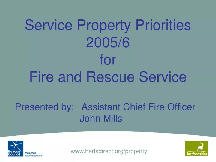 service property priorities 2005 6 for fire and rescue service
