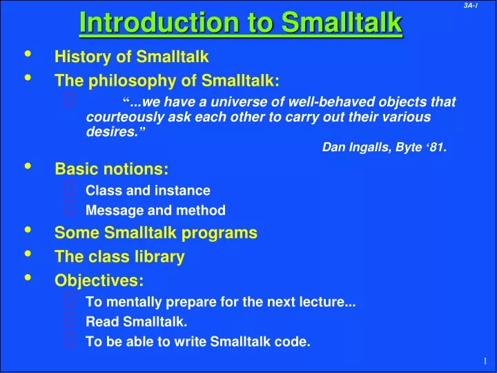 introduction to smalltalk