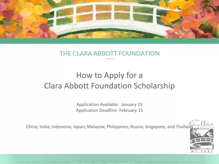 how to apply for a clara abbott foundation