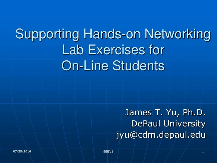 supporting hands on networking lab exercises for on line students