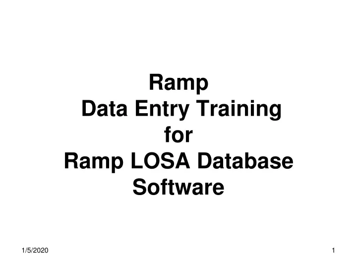 ramp data entry training for ramp losa database software