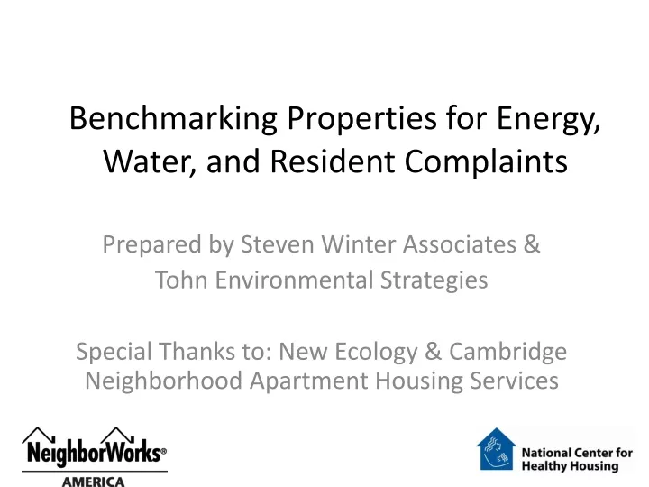 benchmarking properties for energy water and resident complaints