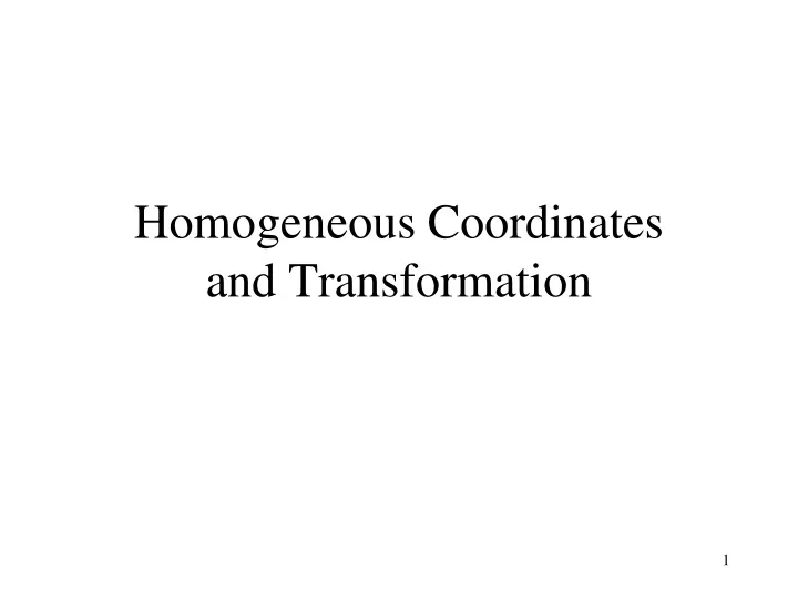 homogeneous coordinates and transformation