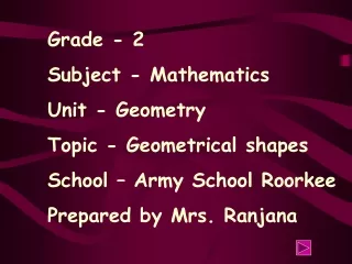 Grade - 2 Subject - Mathematics Unit - Geometry Topic - Geometrical shapes