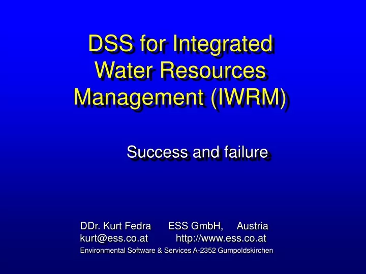 dss for integrated water resources management iwrm