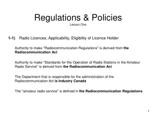 Regulations &amp; Policies Lesson One