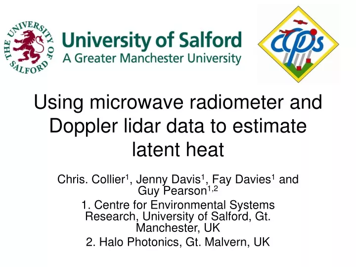 using microwave radiometer and doppler lidar data to estimate latent heat