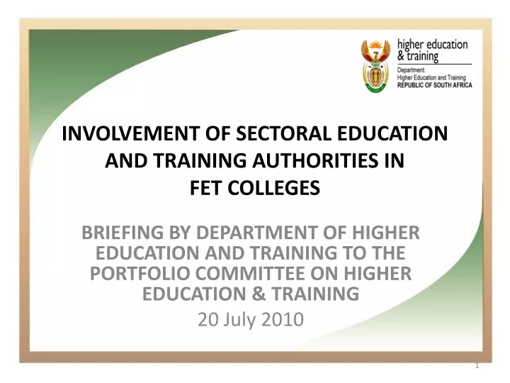 involvement of sectoral education and training authorities in fet colleges