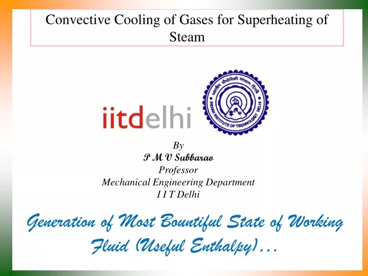 convective cooling of gases for superheating of steam