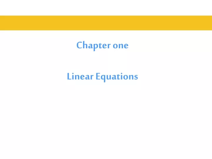 chapter one linear equations
